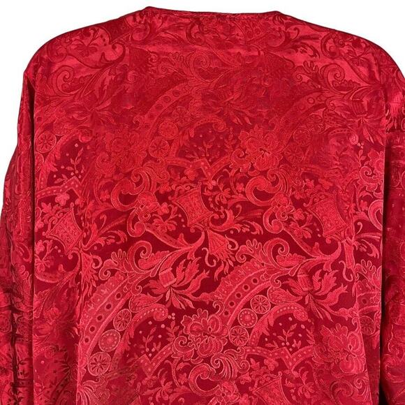 Victorias Secret Gold Label Vintage Red Satin Floral Sleepwear Lounge Robe O/S - Picture 12 of 16